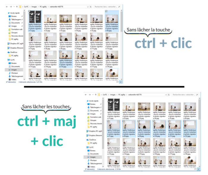 Raccourcis clavier : sélectionner